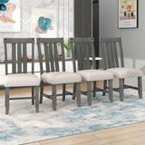 Red Barrel Studio® Set Of 4 Fabric Dining Chairs w/ Sliver Nails & Solid Wood Legs () Wood/Upholstered in Gray | Wayfair