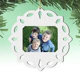 The Holiday Aisle® Snowflake Christmas Picture Frame Ornament Wood in Blue/Brown/Green, Size 5.0 H x 0.3 W x 1.0 D in | Wayfair