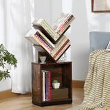 Millwood Pines 2-Shelf Tree Bookshelf w/ Storage, 26.5-Inch Retro Floor Standing Bookcase Wood in Brown, Size 26.5 H x 11.8 W x 7.4 D in | Wayfair