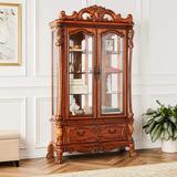 Fleur De Lis Living Dresden 51" Wide Mirrored Back China Cabinet Wood/Glass in Brown, Size 88.5 H x 51.0 W x 19.0 D in | Wayfair