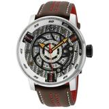 Gv2 Motorcycle Silver Dial Black Calfskin Leather Watch