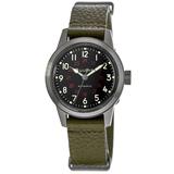 Bulova Hack Automatic Black Dial Green Leather Strap Men's Watch 98A255 98A255