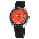 Bulova Oceanographer Automatic Orange Dial Rubber Strap Men's Watch 96B350 96B350