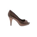 Fergalicious Heels: Pumps Stiletto Cocktail Party Brown Solid Shoes - Women's Size 7 - Peep Toe