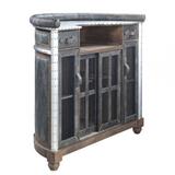 ACME Furniture Antique Bar Cabinet, Leather in Gray | Wayfair DN01019