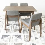 Corrigan Studio® Burnley 5-Piece Mid-Century Dining Set w/ 4 Fabric Dining Chairs In Dark Gray Wood/Upholstered Chairs in Brown/Gray, Size 29.5 H in
