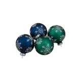 Northlight Set Of 4 Dark Blue And Green Glass Matte Christmas Ball Ornaments 2.5-Inch