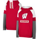 Youth Colosseum Red Wisconsin Badgers Colorblock Raglan Pullover Hoodie