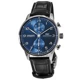 IWC Portugieser Automatic Chronograph Blue Dial Leather Strap Men's Watch IW371606 IW371606