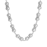 1928 Silver Tone Clear Simulated Crystal Polished Beaded Strand Necklace, Women's