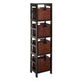 Winsome Wood Leo 5pc Storage Shelf with Basket Set Shelf with 4 small baskets