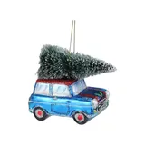 Northlight 4Inch Blue Station Wagon Hauling Home The Holiday Tree Christmas Ornament, Brown