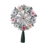 Northlight 7Inch Pre-Lit Silver Snowflake Starburst Christmas Tree Topper - Clear Lights