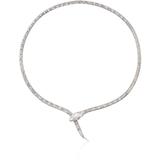 Italian Sterling Silver Diamond-cut Snake Collar Necklace