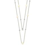Sterling Silver Sapphire And Pearl By-the-yard 36" Station Necklace