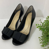 Kate Spade Shoes | Kate Spade Black Patent Pump Heel Leather Peep Toe With Bow Size 6.5 | Color: Black | Size: 6.5