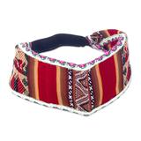 Andes Art,'Acrylic Headband Made with Andean Textile in Red Hues'