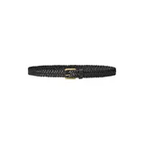 Lauren Ralph Lauren Women's Skinny Woven Leather Belt, Black