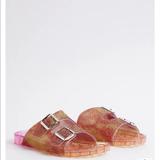 Torrid Shoes | New Torrid Multi Color Double Band Sparkly Jelly Slide, Size 8 Ww | Color: Pink | Size: 8
