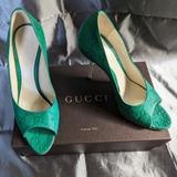 Gucci Shoes | Gucci Logo High Heel Pump Guccisima | Color: Green | Size: 9