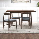Corrigan Studio® Brighton 5-Piece Mid-Century Fabric Dining Set In Gray Wood/Upholstered Chairs in Brown/Gray, Size 29.5 H in | Wayfair