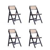 Beachcrest Home™ Edmond Padgett Folding Dining Chair In Black & Natural Cane - Set Of 4 Wood in Black/Brown, Size 32.68 H x 18.11 W x 20.87 D in