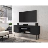 Corrigan Studio® Jazzabelle 62.99 TV Stand White & Rustic Brown w/ 2 Media Shelves & 2 Storage Shelves Wood in Black, Size 26.57 H in | Wayfair
