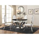 House of Hampton® Deetra 4 - Person Dining Set Metal/Upholstered Chairs in Black/Gray/White, Size 30.0 H in | Wayfair
