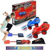 Dueling Stomp Racers Car Outdoor Toys 2 Pack Car/Set Toys for Boys 8 to 11 Years Air Powered Indoor Toys Cars for Boys and Girls 2 Toy Car Launchers and 2 Air Powered Cars with Ramp and Finish Line
