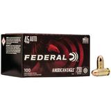 "Federal Premium .45 ACP 230 Grain Full Metal Jacket Brass Centerfire Pistol Ammo 100 Rounds"