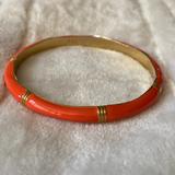 J. Crew Jewelry | J. Crew Orange Enamel Bamboo Bangle Bracelet | Color: Gold/Orange | Size: Os