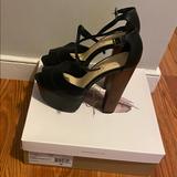 Jessica Simpson Shoes | Black Platform Jessica Simpson Sandals. With Wooden Heel. | Color: Black | Size: 7