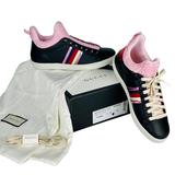 Gucci Shoes | Gucci Leather Lace Ayers Sylvie Web Ace High Top Slip On Lace Up Sneaker | Color: Black/Pink | Size: 8