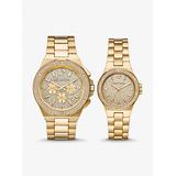 Michael Kors Lennox His and Hers Pavé Gold-Tone Watch Set Gold One Size