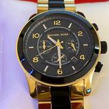 Michael Kors Accessories | Michael Kors Runway Chronograph Black Dial Gold-Tone Men's Watch | Color: Black/Gold | Size: Os