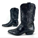Nine West Shoes | Nine West Valery Black Perforated Leather Cowboy Western Boots | Color: Black | Size: 6