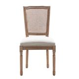 Ophelia & Co. Set Of 2 Rattan Back French Style Fabric Dining Chair Side Chair, Beige Wood/Upholstered in Brown | Wayfair