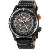 Contasecondi Watch /orange Dial Black Calfskin Leather Strap - Gray - Gv2 Watches