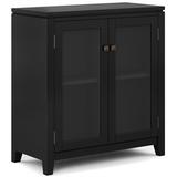 Simpli Home Cosmopolitan 30" Solid Wood Contemporary Curio Cabinet in Black