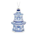 The Holiday Aisle® Blue & White Pagoda Hanging Fingurine Ornament Glass, Size 4.5 H x 2.25 W x 2.25 D in | Wayfair 28BBC4664F824490B60A3BD13117F5FF