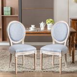 One Allium Way® Ramani Linen King Louis Back Side Chair Wood/Upholstered/Fabric in Gray, Size 39.37 H x 19.49 W x 25.35 D in | Wayfair