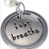 Urban Outfitters Accessories | New Silver Keychain Boho Just Breathe Semicolon Symbol Pearl | Color: Silver | Size: Os