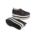 Gucci Shoes | Gucci Black Sylvie Peggy Lace Slip On Platform Sneakers - Size 37.5 7.5 | Color: Black/White | Size: 7.5