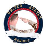 PolarX Ornaments Personalized Marines Picture Frame in Blue/Red/Yellow, Size 3.25 H x 3.25 W x 0.25 D in | Wayfair POLARX-PF1286