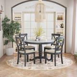 Ophelia & Co. 5 Pieces Dining Table & Chairs Set For 4 Persons Wood/Upholstered in Gray | Wayfair 4EBA7FB619044945AF2CA2E293FB7E58