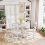 Ophelia & Co. 5 Pieces Dining Table & Chairs Set For 4 Persons Wood/Upholstered in White | Wayfair 2E80CC71460A4B74B50C56A5E9DE2E1A