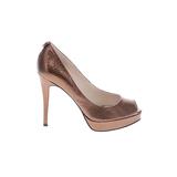 MICHAEL Michael Kors Heels: Slip-on Platform Chic Brown Solid Shoes - Women's Size 7 - Round Toe