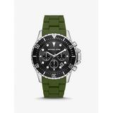 Michael Kors Oversized Everest Silver-Tone and Silicone Watch Green One Size