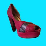 Anthropologie Shoes | Anthropologie Lovely People Burgundy Suede Platform D'orsay Pumps | Color: Pink | Size: 8
