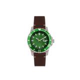 Nautis Nautis Dive Pro 200 Leather-Band Watch w/Date Green One Size GL1909-F